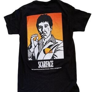 Scarface T-Shirt Tony Montana Al Pacino Men's Small Black 2-Sided Graphics NEW